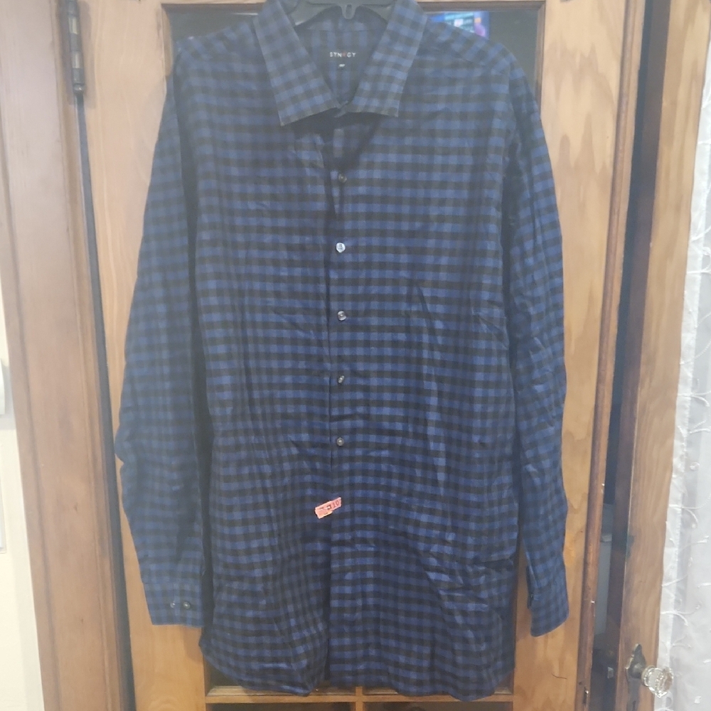 Black & Blue Plaid Long Sleeve Shirt From Synrgy